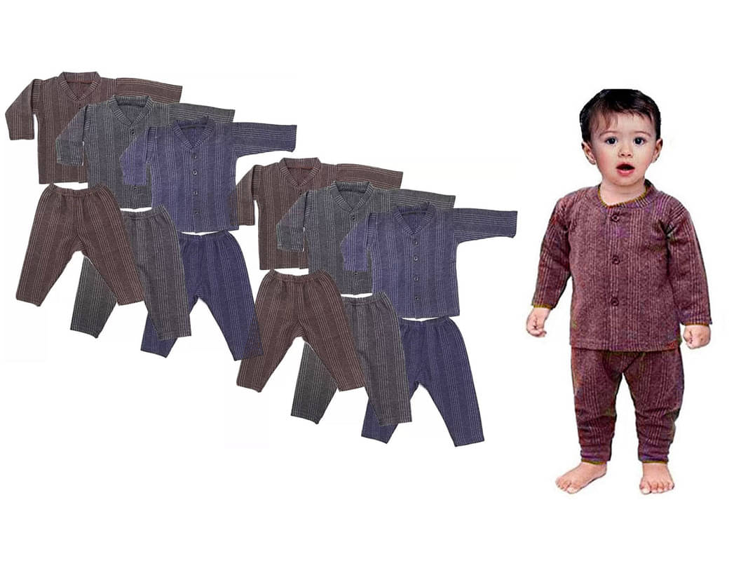 Kids Front Open Baby Thermal Suit Top & Pajama Set for Baby Boys & Baby Girls, Pack of 6 (Multicolor) Kids Front Open Baby Thermal Suit Top & Pajama Set for Baby Boys & Baby Girls, Pack of 6 (Multicolor)