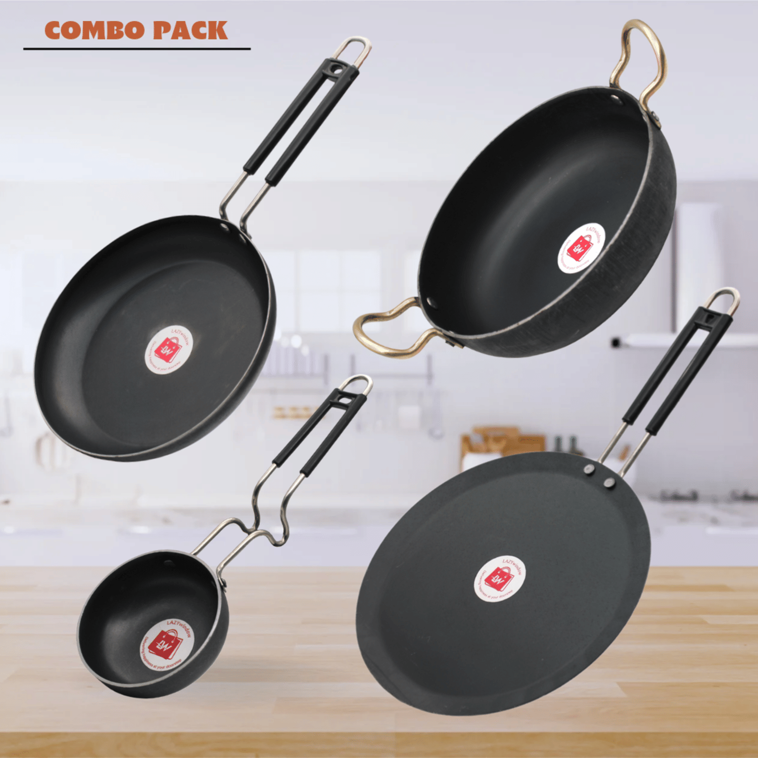     			LAZYWINDOW Black Iron No Coating Cookware Sets ( Set of 1 )