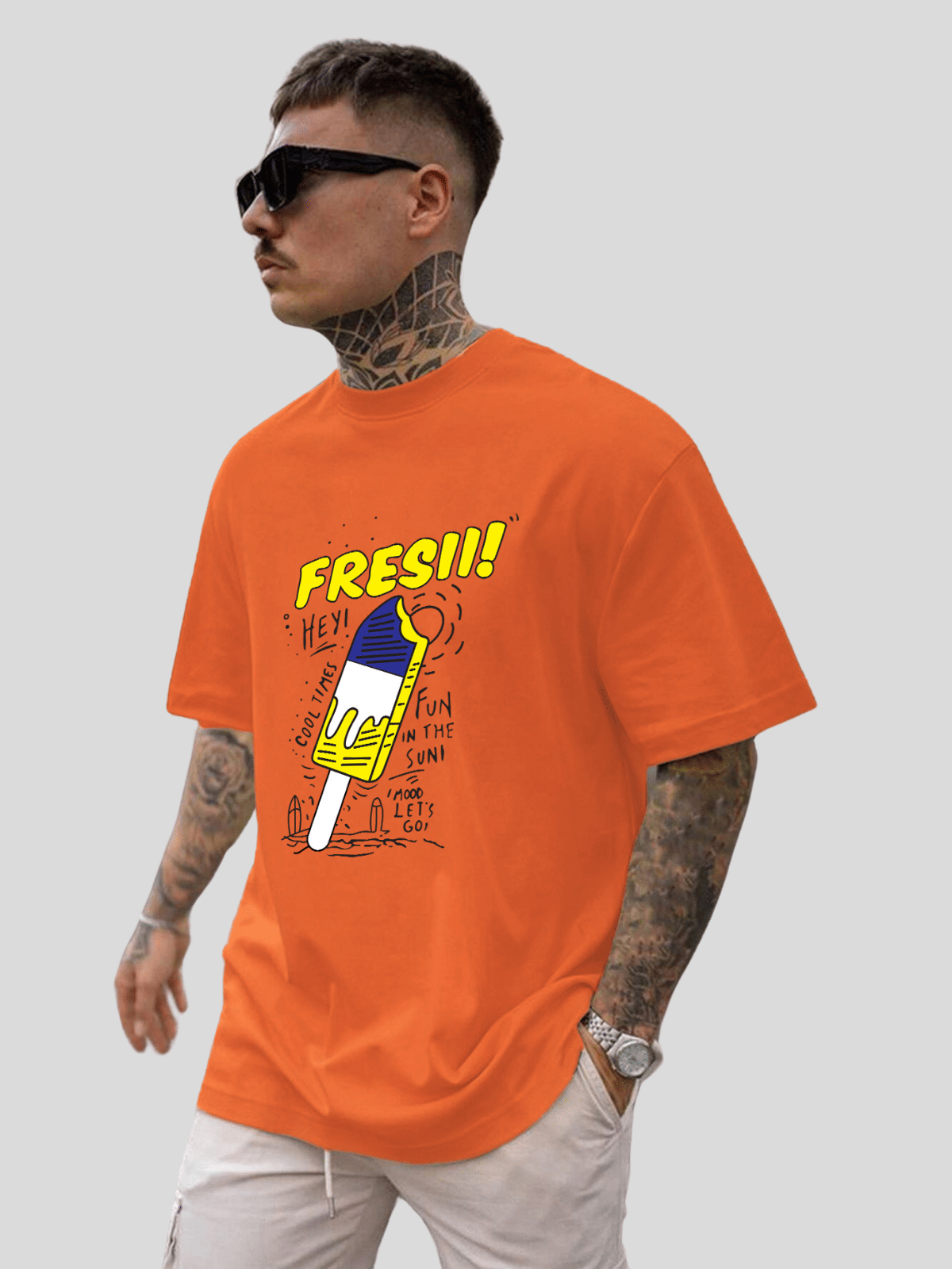     			MANLINO Pack of 1 Cotton Blend Oversized Fit Men's T-Shirt ( Orange )