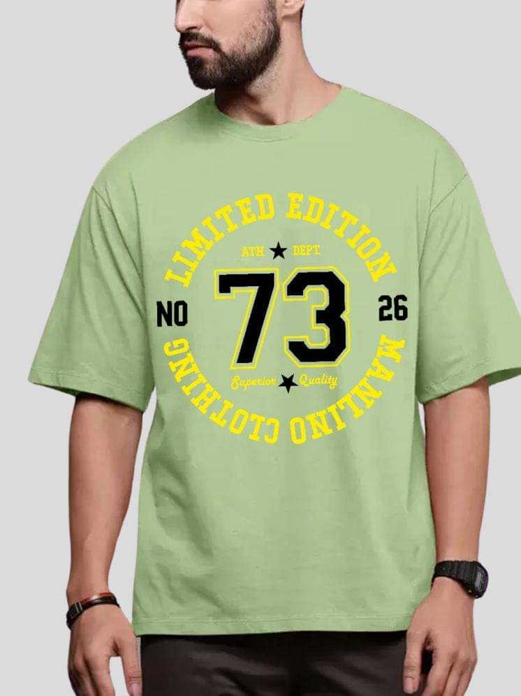 MANLINO Pack of 1 Cotton Blend Oversized Fit Men's T-Shirt ( Light Green ) MANLINO Pack of 1 Cotton Blend Oversized Fit Men's T-Shirt ( Light Green )