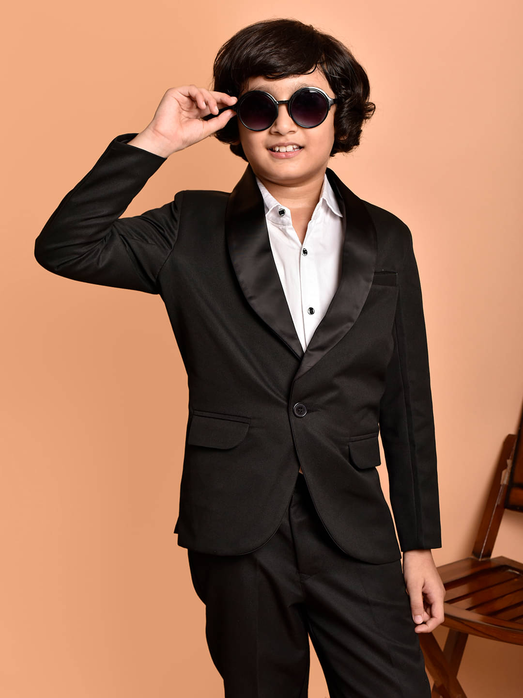    			PRINTCULTR Boys Cotton Blazer & Pant Set ( Pack of 1 , Black )
