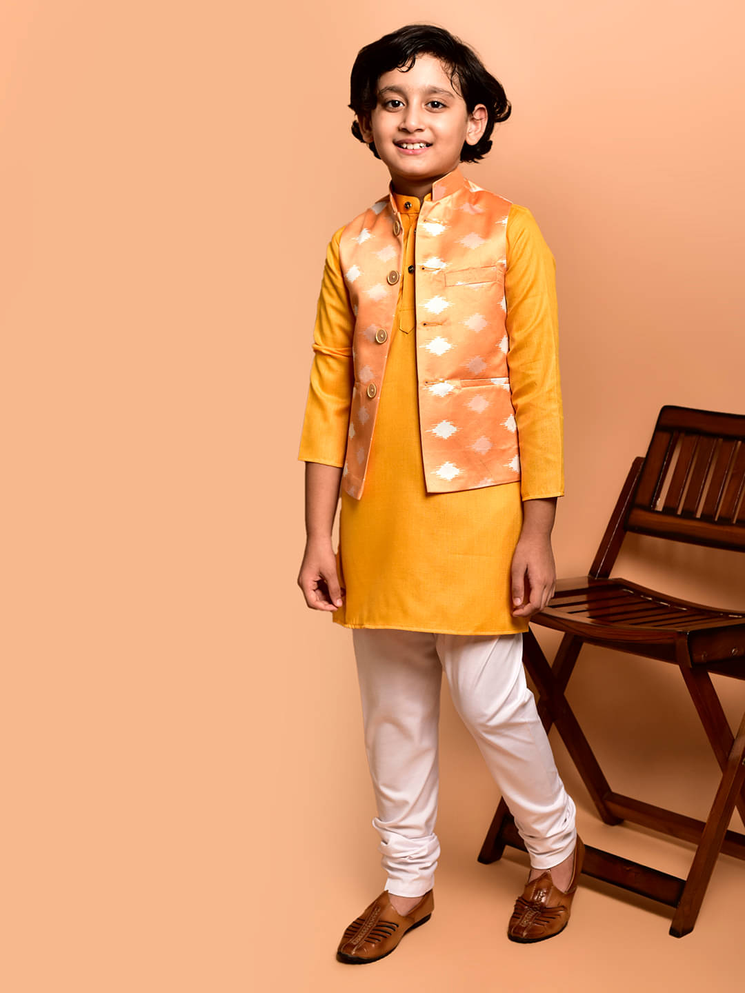 PRINTCULTR Boys Cotton Blend Abstract - Pattern Kurta Pant Set ( Yellow , Pack of 1 )     			PRINTCULTR Boys Cotton Blend Abstract - Pattern Kurta Pant Set ( Yellow , Pack of 1 )