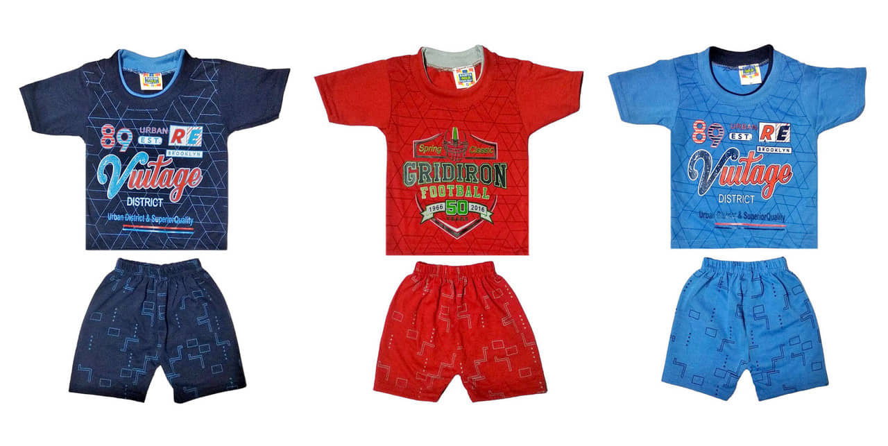 Paryag Pack of 3 Boys Cotton Blend T-Shirt & Shorts Set ( Multicolor )