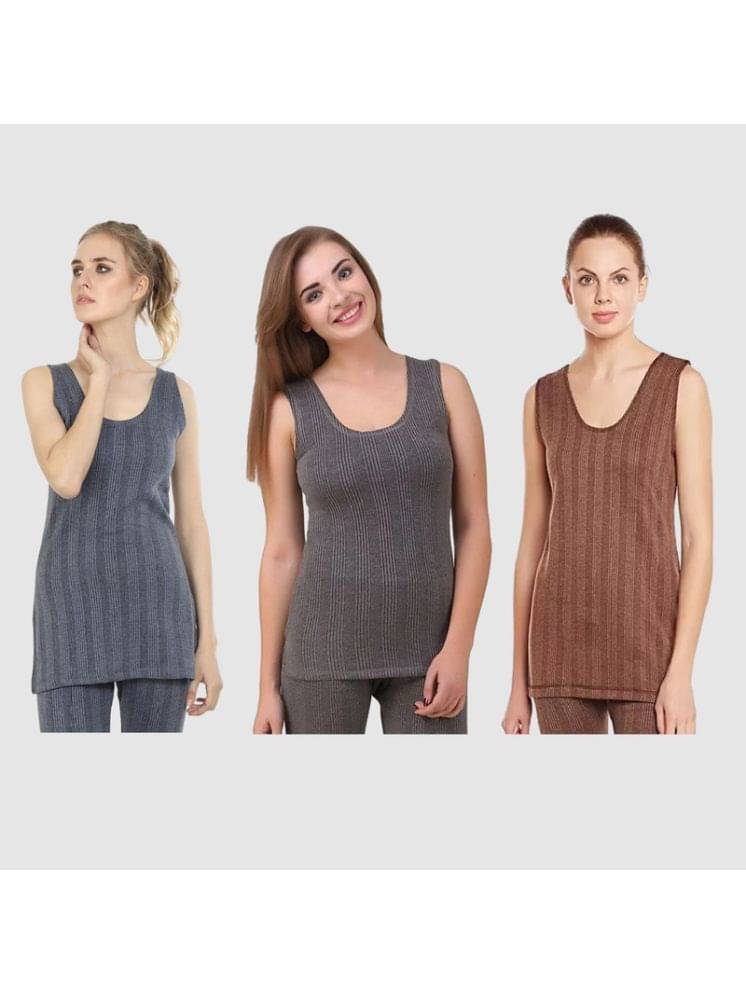     			Paryag Woollen Thermal Tops - Multi Color Pack of 3