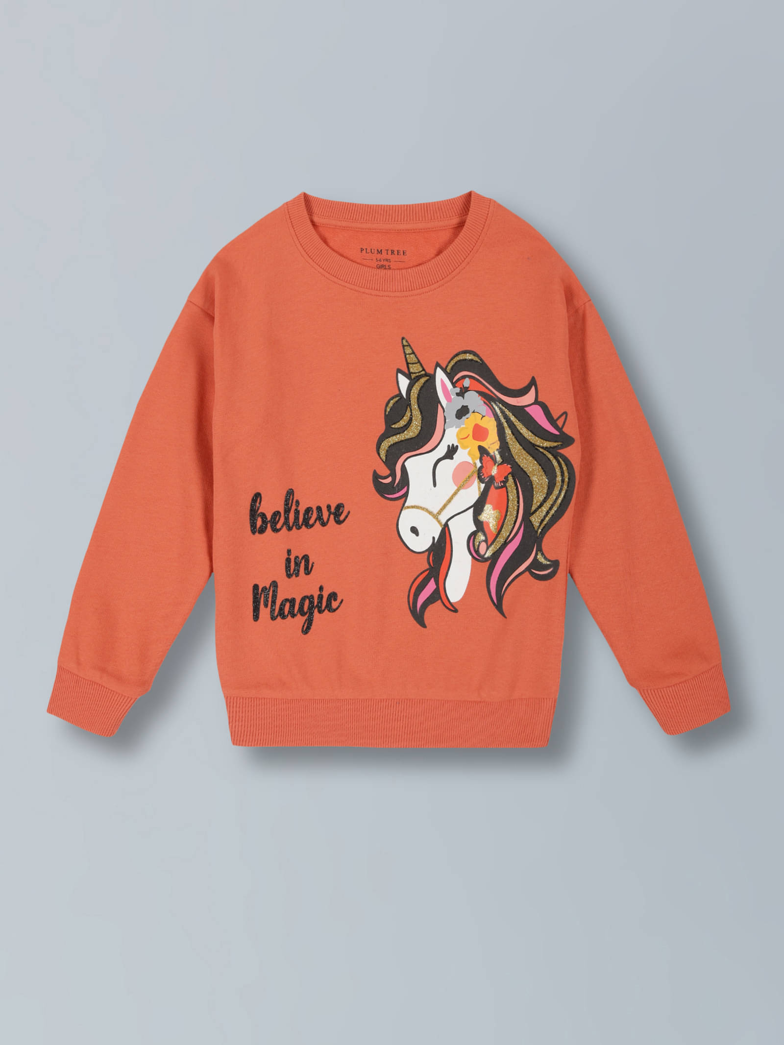     			PLUM TREE Girls Cotton Sweatshirt ( Orange )
