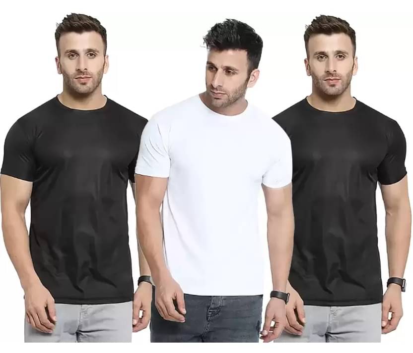 REDESIGNWEBGO Pack of 3 Polyester Regular Fit Men's T-Shirt ( Multicolor )     			REDESIGNWEBGO Pack of 3 Polyester Regular Fit Men's T-Shirt ( Multicolor )