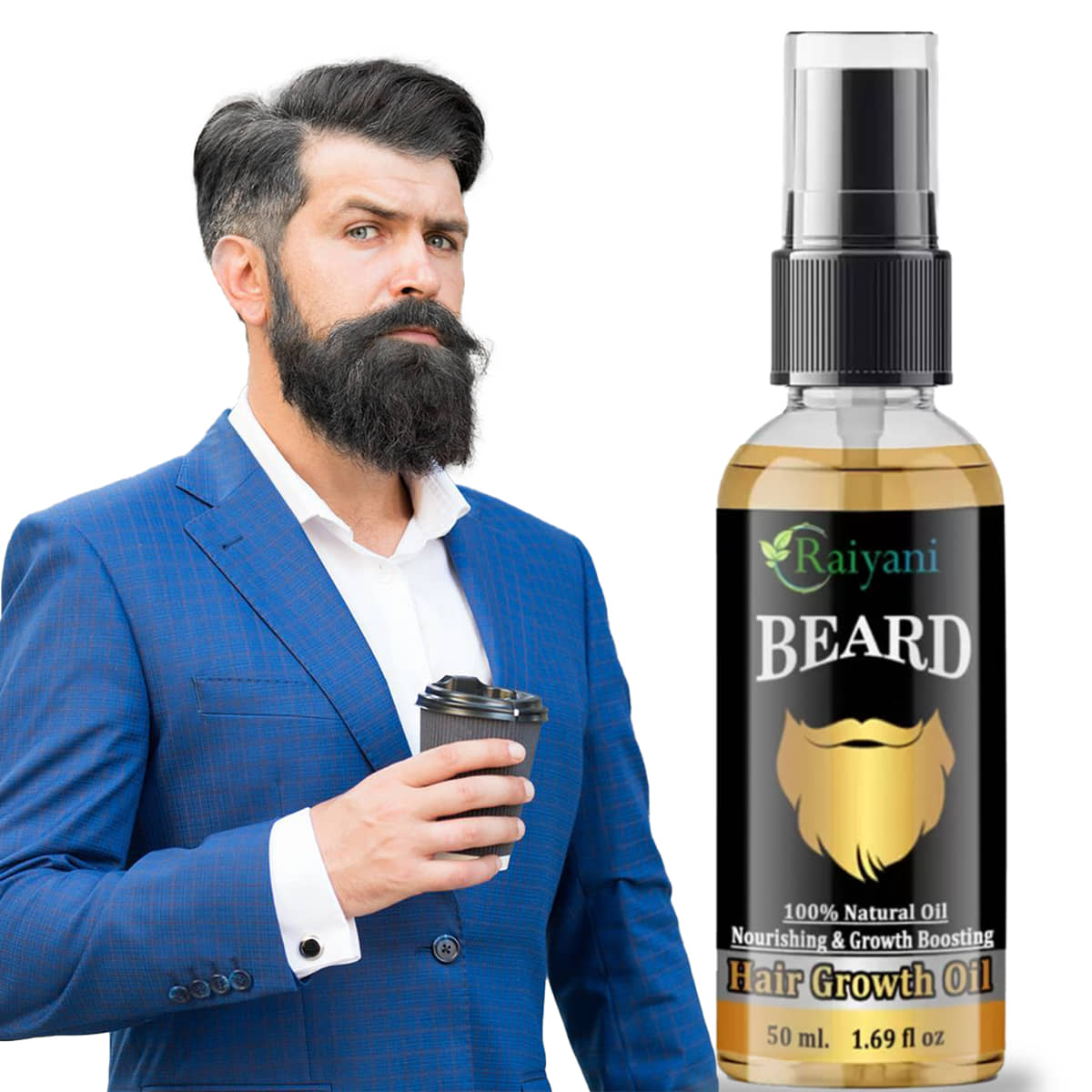 Raiyani Jojoba Oil Promotes Beard Growth Beard Oil 50 ml - Beard Care and Tools | Buy online on ZillyBuy