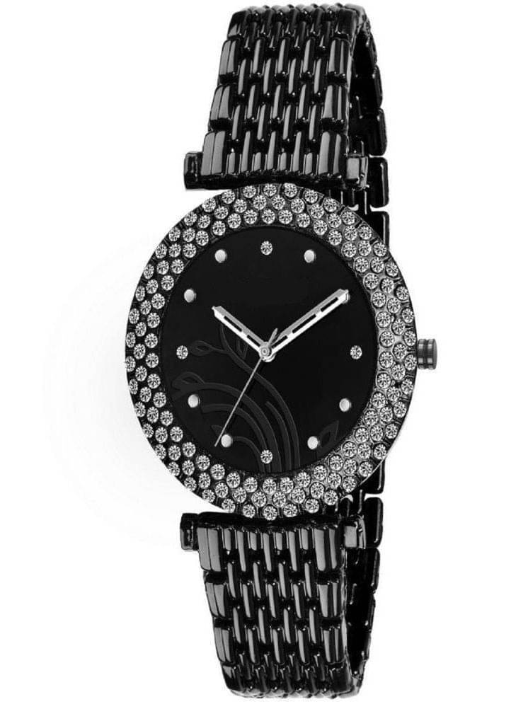     			Rhonium Black Metal Analog Womens Watch