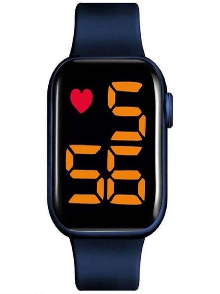 Rhonium Blue Silicon Digital Womens Watch