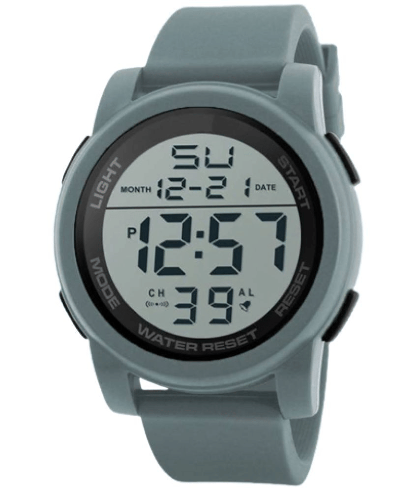 Rhonium Light Grey Silicon Digital Men's Watch