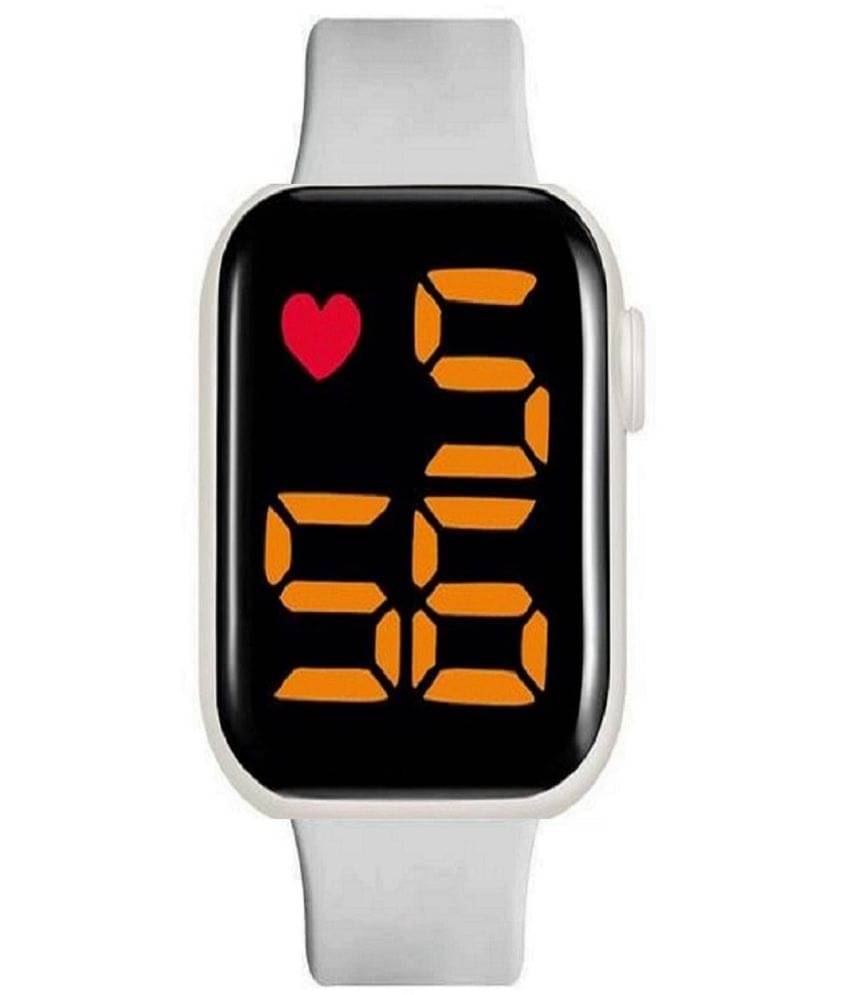     			Rhonium Light Grey Silicon Digital Men's Watch