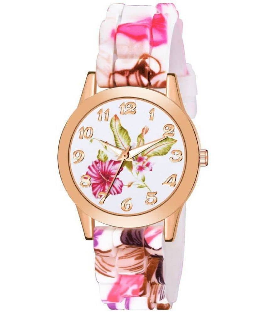 Rhonium Multicolor PU Analog Womens Watch