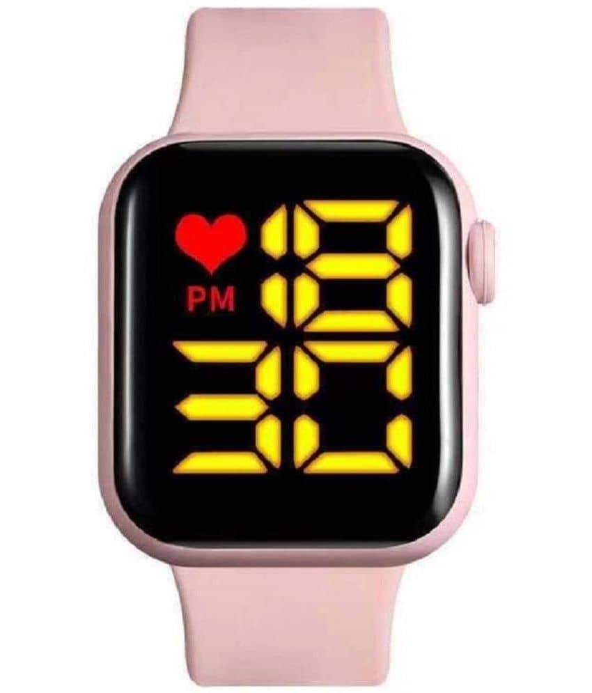 Rhonium Pink Silicon Digital Womens Watch