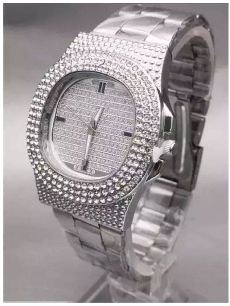     			Rhonium Silver Metal Analog Men's Watch