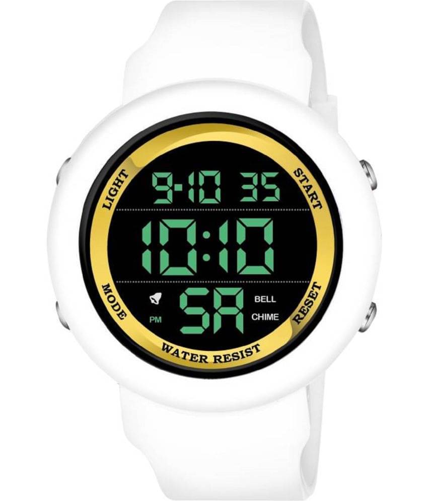     			Rhonium White PU Digital Men's Watch