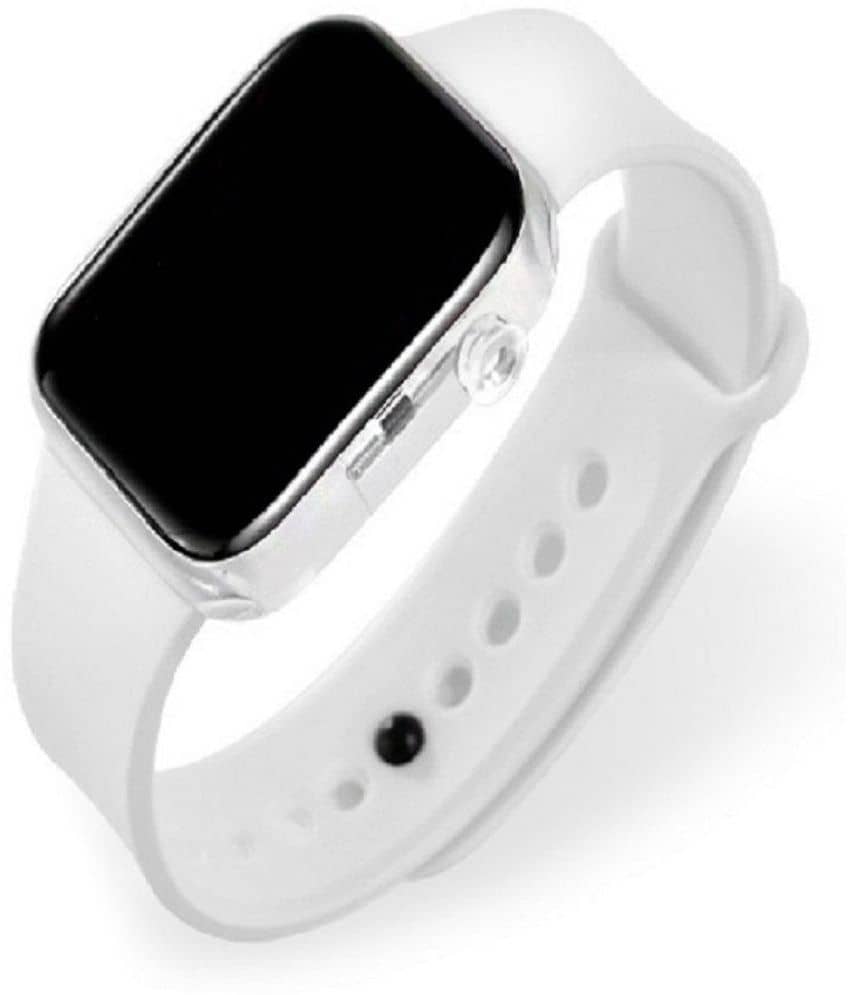 Rhonium White Silicon Digital Men's Watch