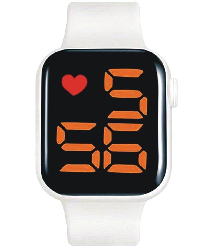    			Rhonium White Silicon Digital Men's Watch