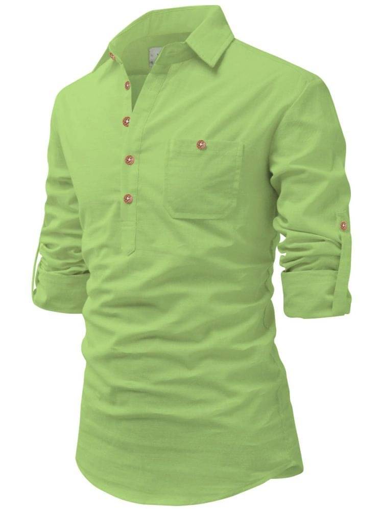 UNI VIBE Olive Cotton Blend Men's Shirt Style Kurta ( Pack of 1 ) UNI VIBE Olive Cotton Blend Men's Shirt Style Kurta ( Pack of 1 )