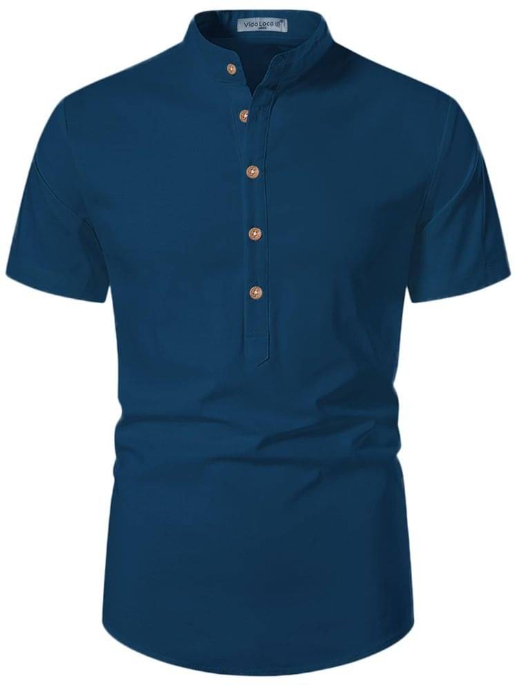     			Vida Loca Indigo Cotton Blend Men's Shirt Style Kurta ( Pack of 1 )