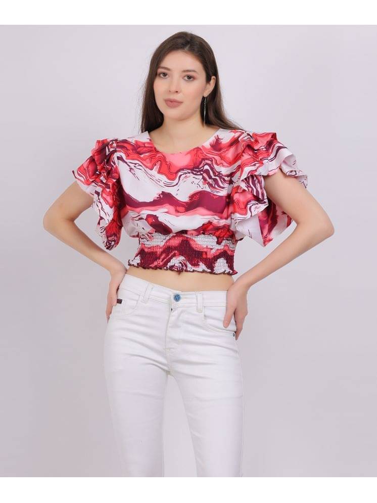 aumbe Women's Polyester Crop Top ( Pink ) aumbe Women's Polyester Crop Top ( Pink )
