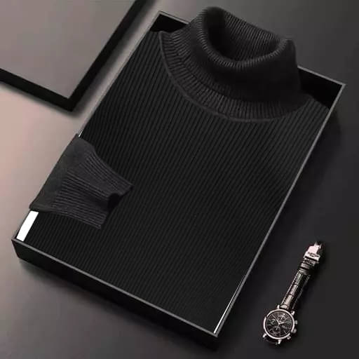 CAT BUNNY Woollen High Neck Men's Sweatshirt - Black ( Pack of 1 ) CAT BUNNY Woollen High Neck Men's Sweatshirt - Black ( Pack of 1 )