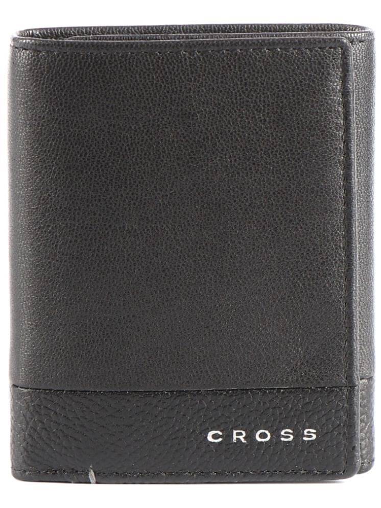     			Cross Black Leather Men's Three Fold Wallet ( Pack of 1 )