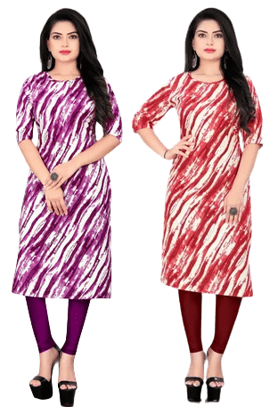 DESIGNER DREAM Crepe Printed Straight Women's Kurti - Purple,Red ( Pack of 2 ) DESIGNER DREAM Crepe Printed Straight Women's Kurti - Purple,Red ( Pack of 2 )