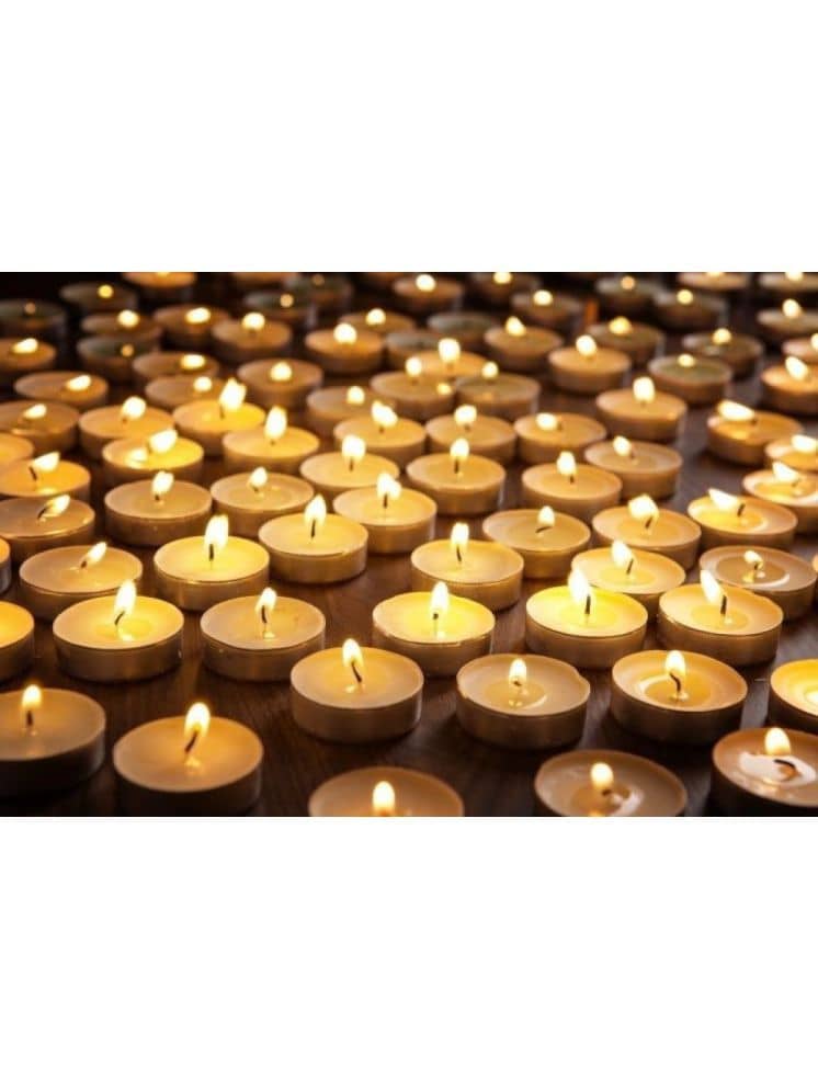 Heaven Decor White Unscented Wax Tea Light Candle 3 cm ( Pack of 50 )