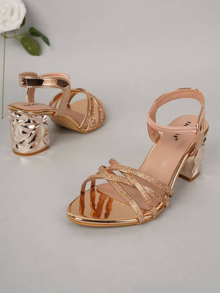 IKAGI Gold Women's Sandal Heels - Heels | Buy online on ZillyBuy