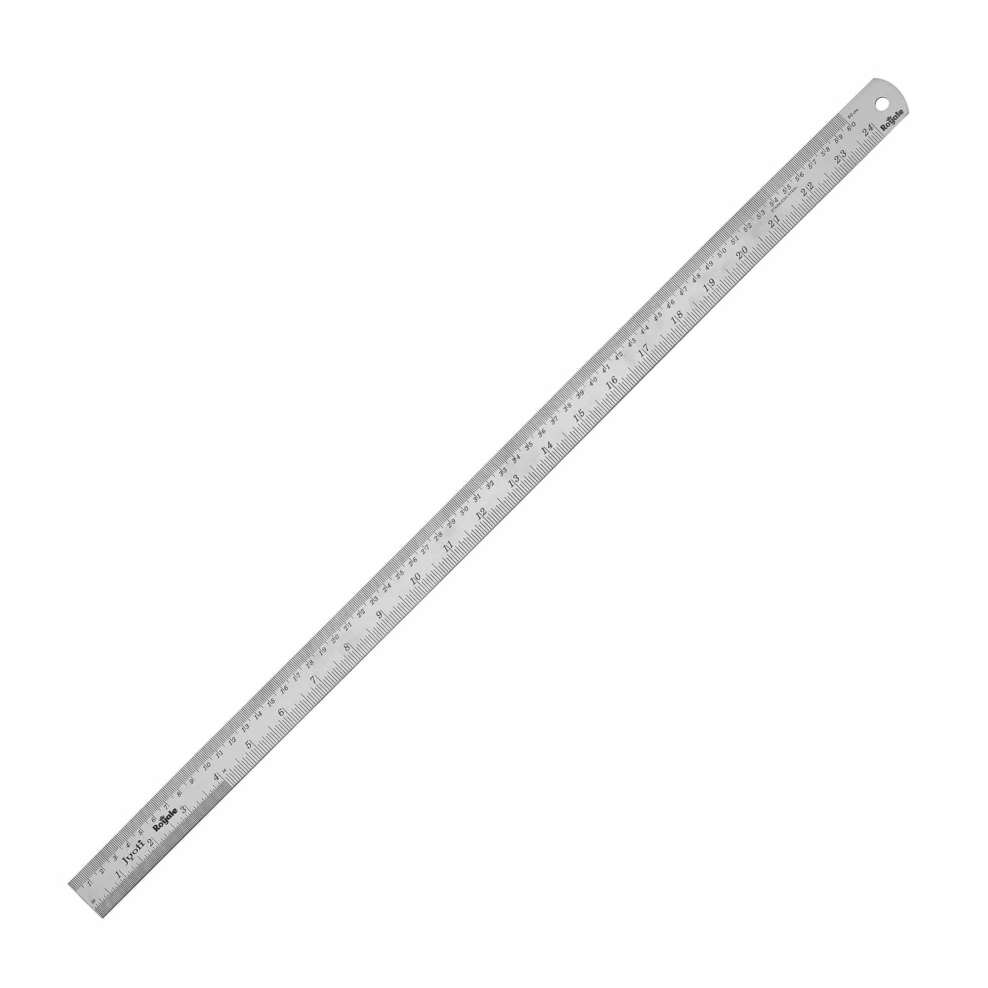 Jyoti Ruler/Scale - Royale (1 Piece of Size 60cm of Stainless Steel) Imperial & Metric Measurements, Double Sided, Straight Edges, Measuring Tool for Architects, Engineers, and Students - Pack of 1 - Stationery | Buy online on ZillyBuy