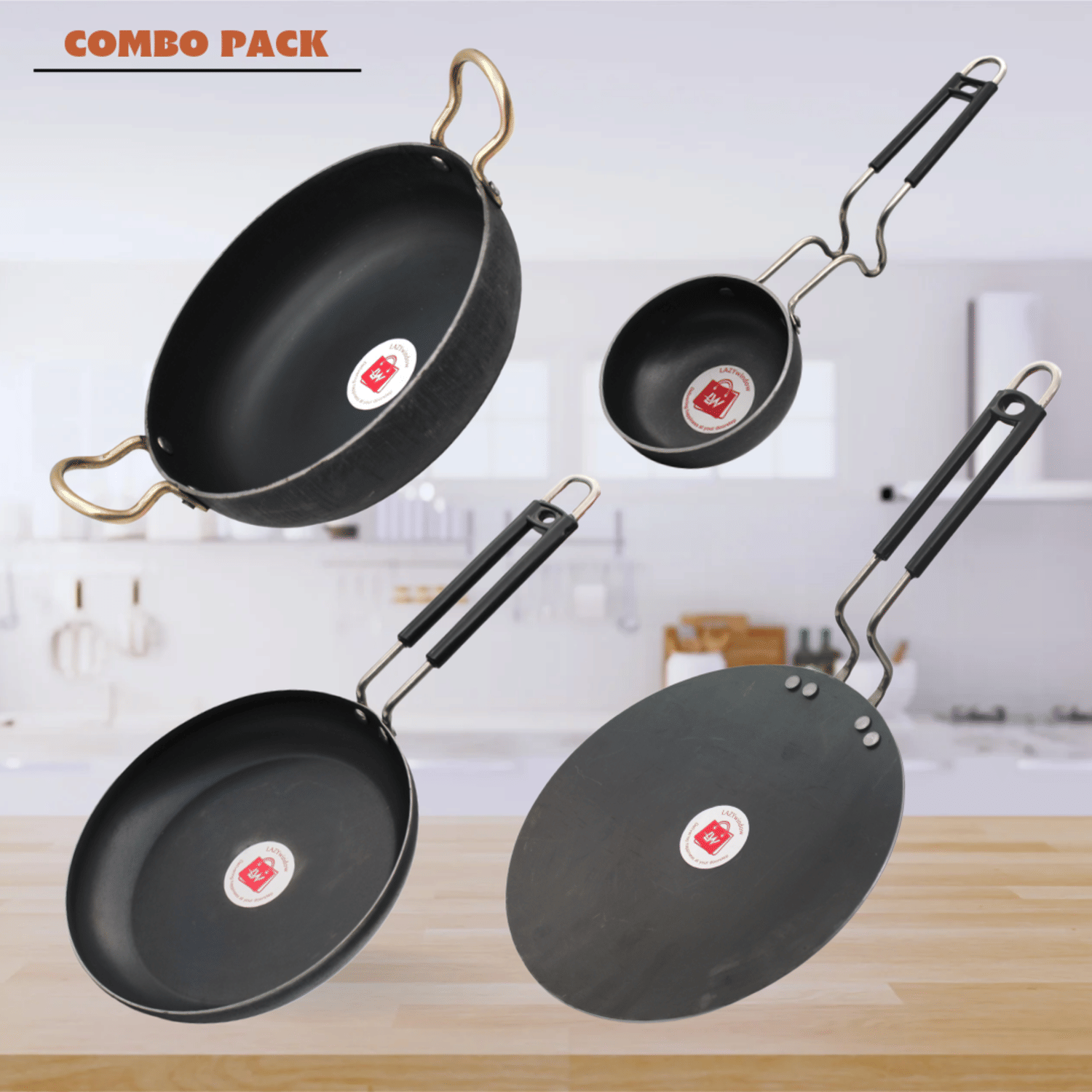     			LAZYWINDOW Black Iron No Coating Cookware Sets ( Set of 1 )