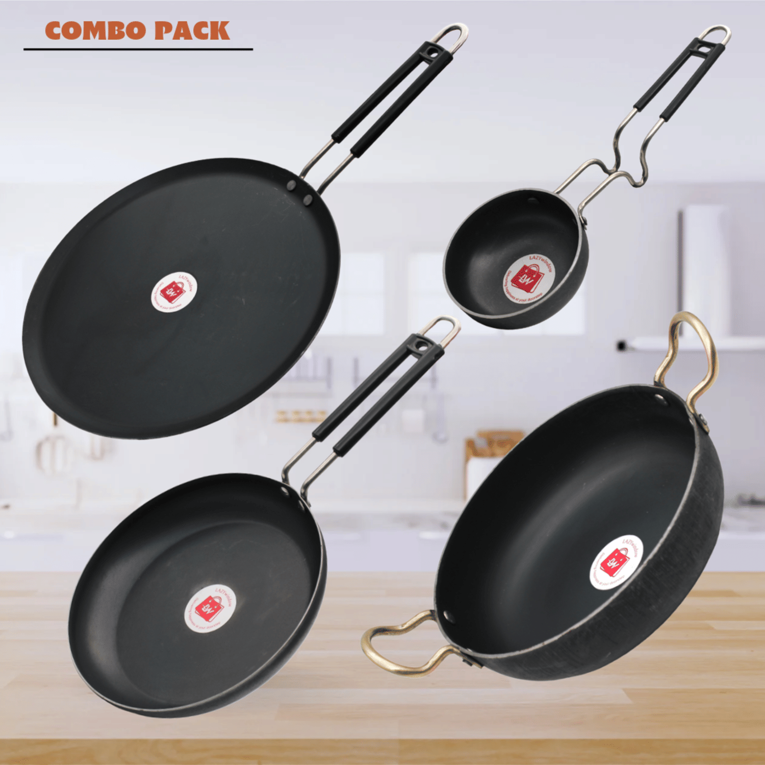     			LAZYWINDOW Black Iron No Coating Cookware Sets ( Set of 1 )