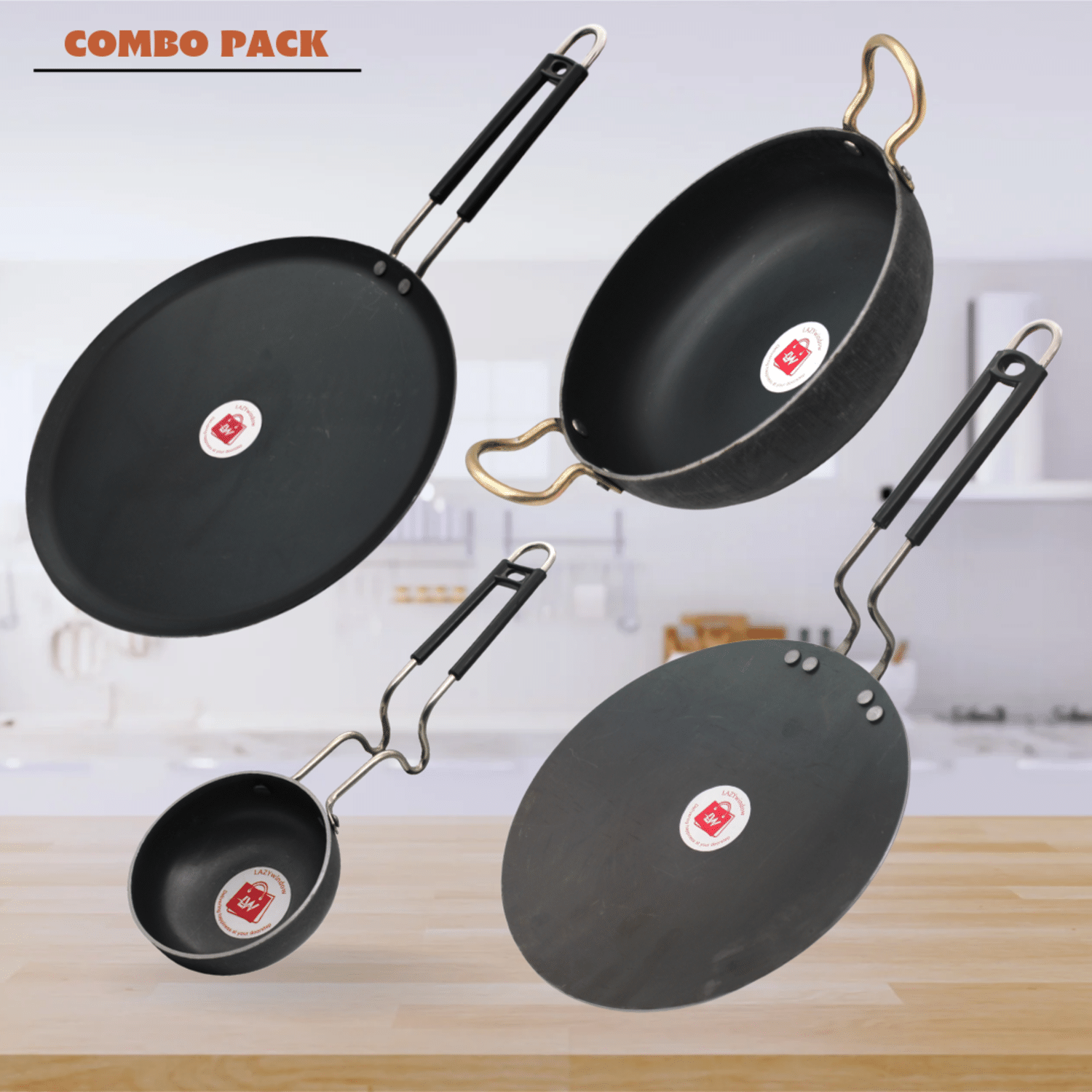     			LAZYWINDOW Black Iron No Coating Cookware Sets ( Set of 1 )