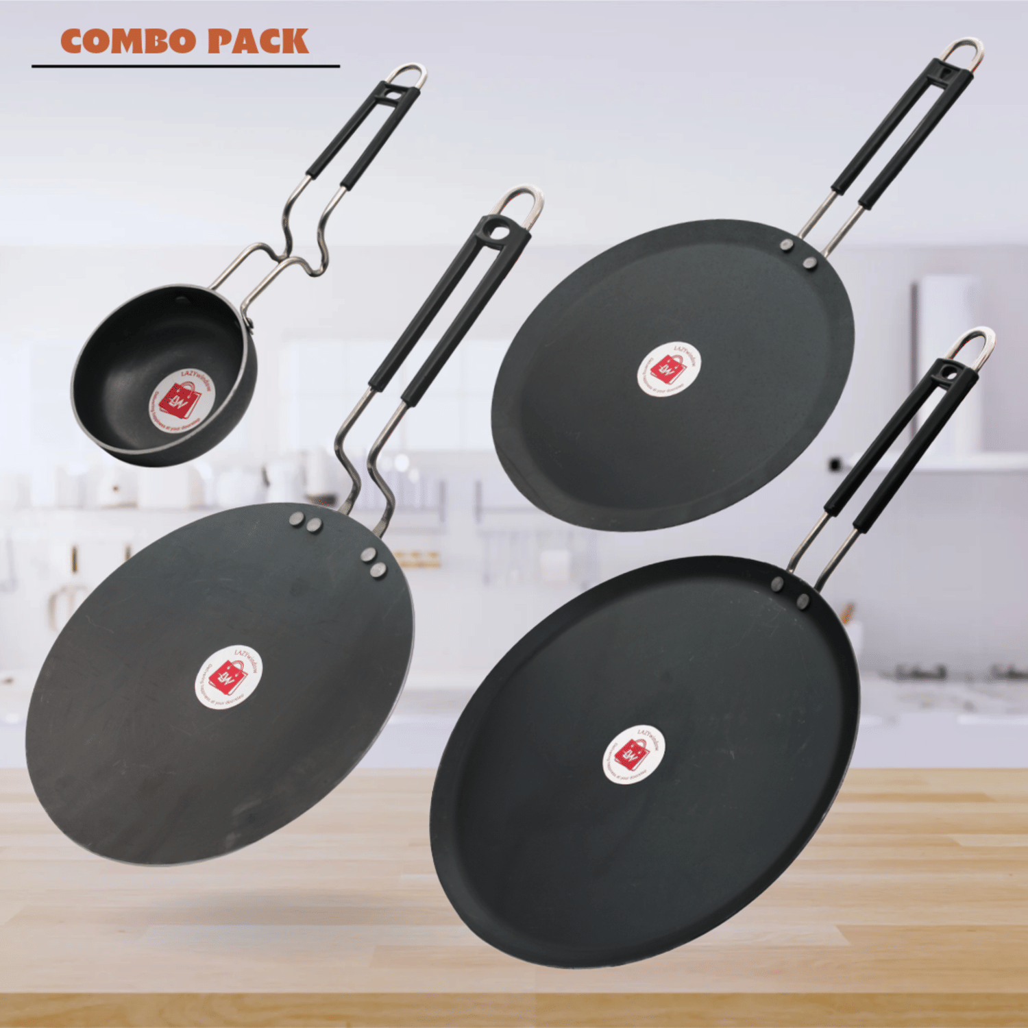     			LAZYWINDOW Black Iron No Coating Cookware Sets ( Set of 1 )