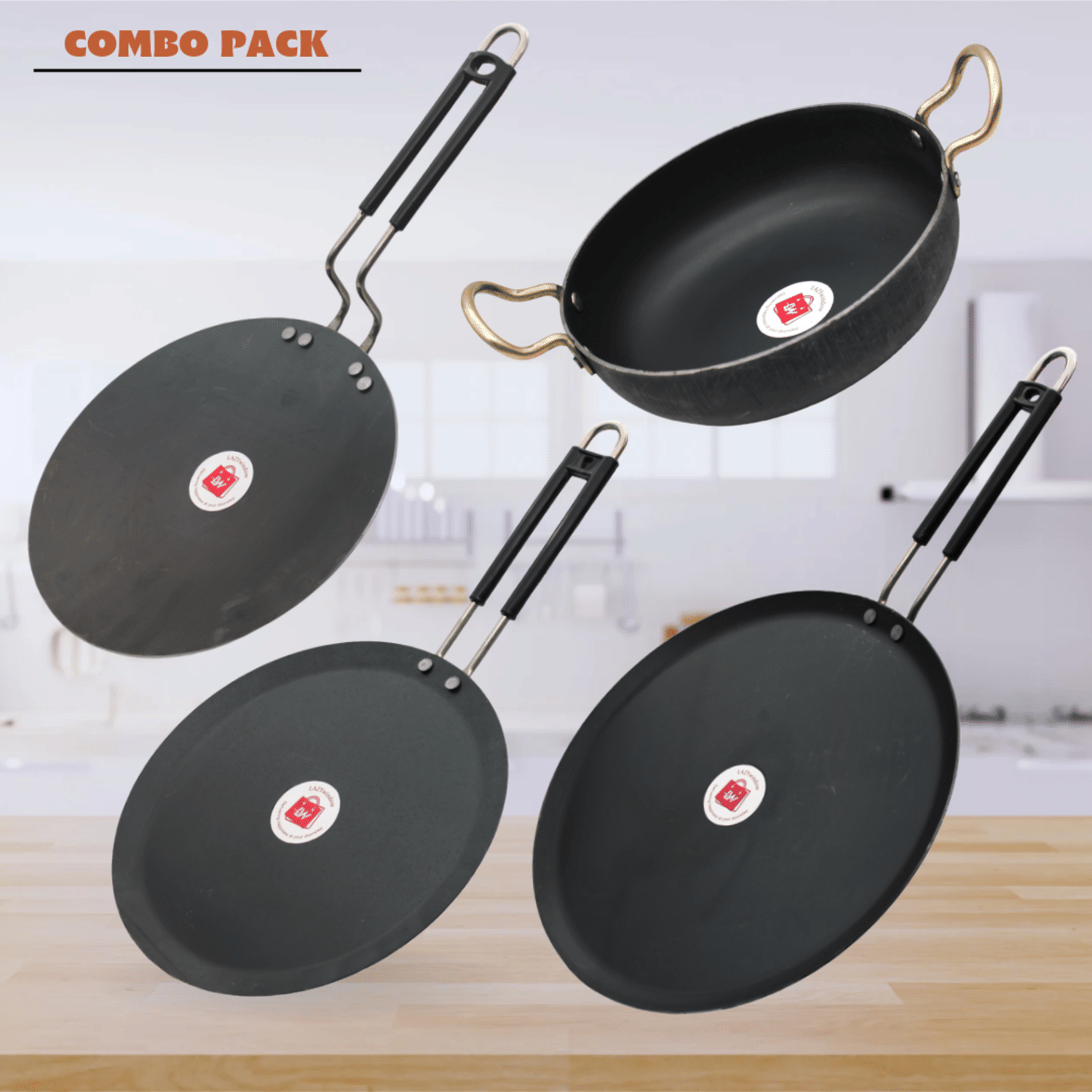     			LAZYWINDOW Black Iron No Coating Cookware Sets ( Set of 1 )