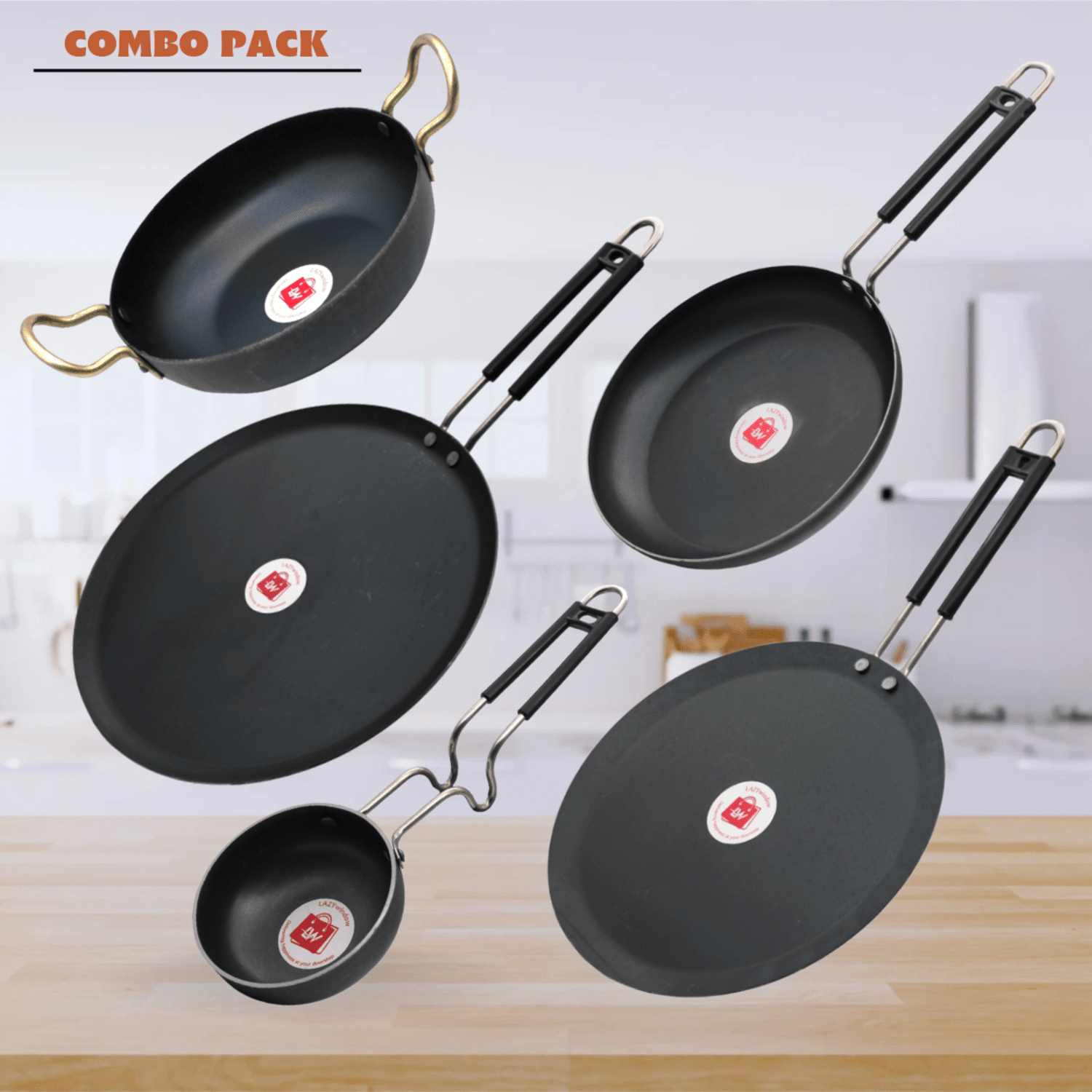     			LAZYWINDOW Black Iron No Coating Cookware Sets ( Set of 1 )