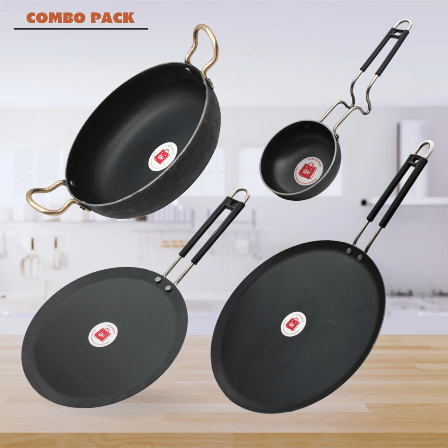     			LAZYWINDOW Black Iron No Coating Cookware Sets ( Set of 1 )