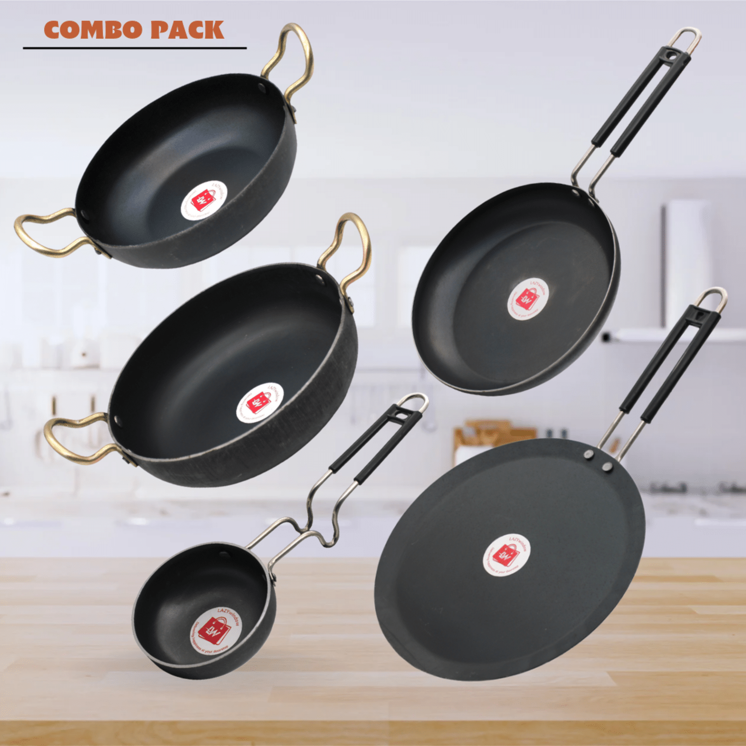     			LAZYWINDOW Black Iron No Coating Cookware Sets ( Set of 1 )
