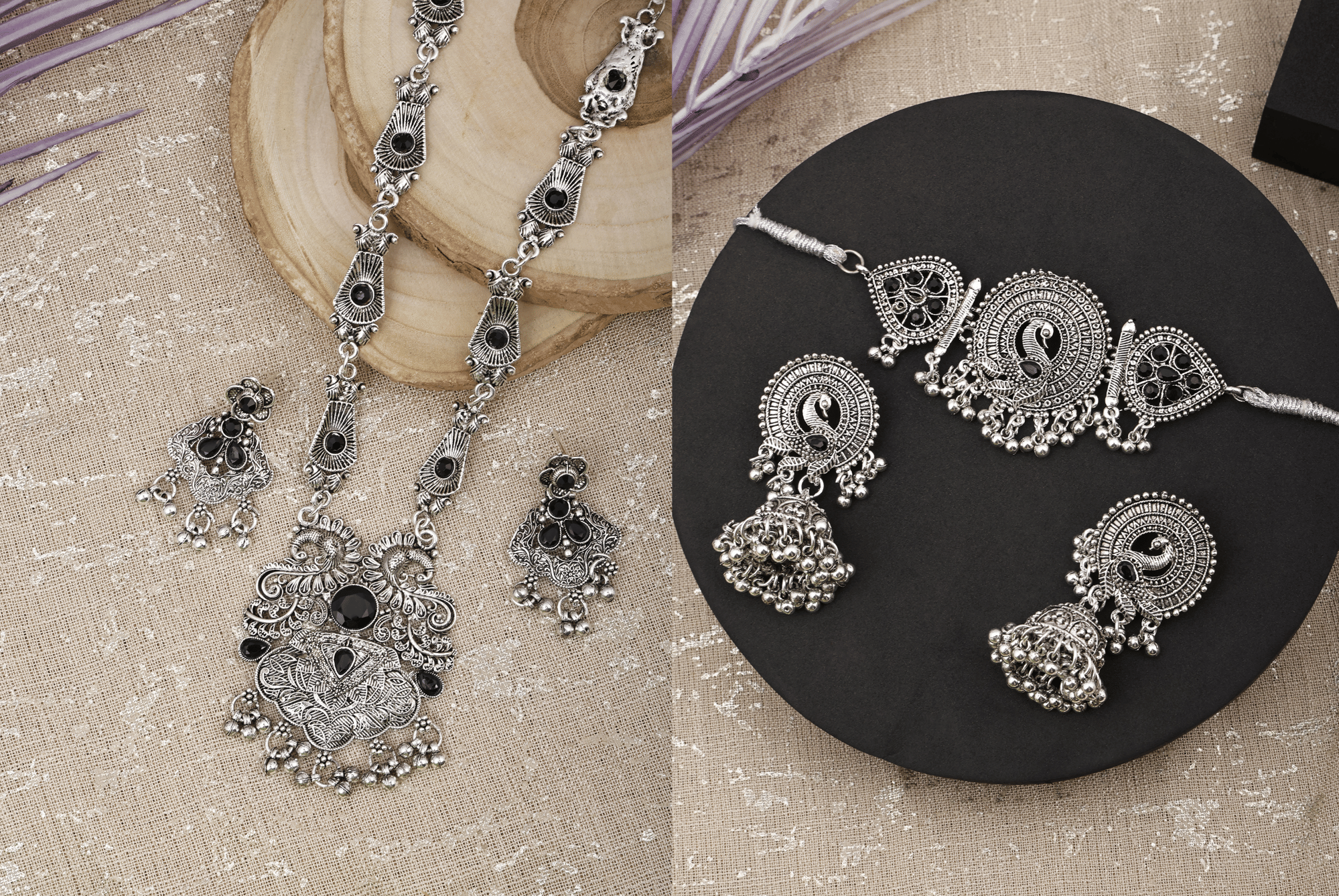     			PUJVI Black Alloy Necklace Set ( Pack of 1 )