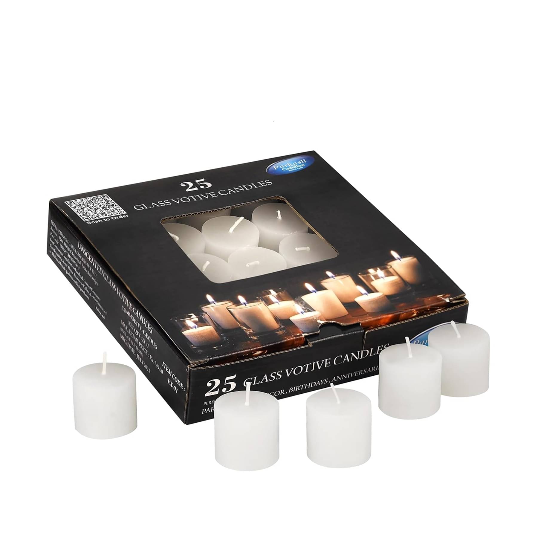 Parkash Candles White Unscented Votive Candle 10 cm ( Pack of 25 ) Parkash Candles White Unscented Votive Candle 10 cm ( Pack of 25 )