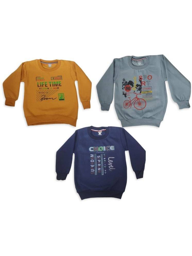     			Paryag Pack of 3 Boys Fleece Sweatshirt ( Multi Color )