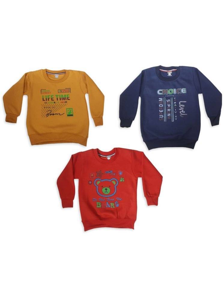     			Paryag Pack of 3 Boys Fleece Sweatshirt ( Multi Color )