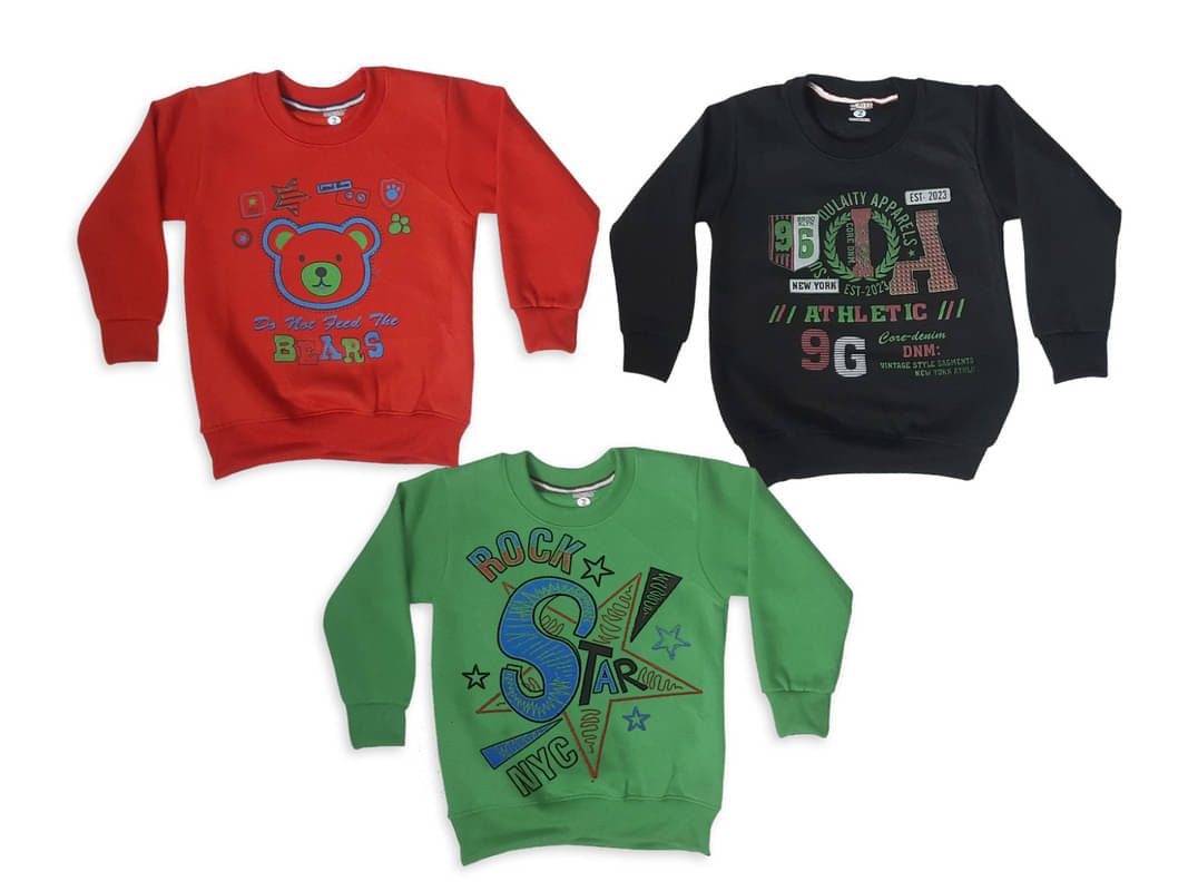     			Paryag Pack of 3 Boys Fleece Sweatshirt ( Multi Color )