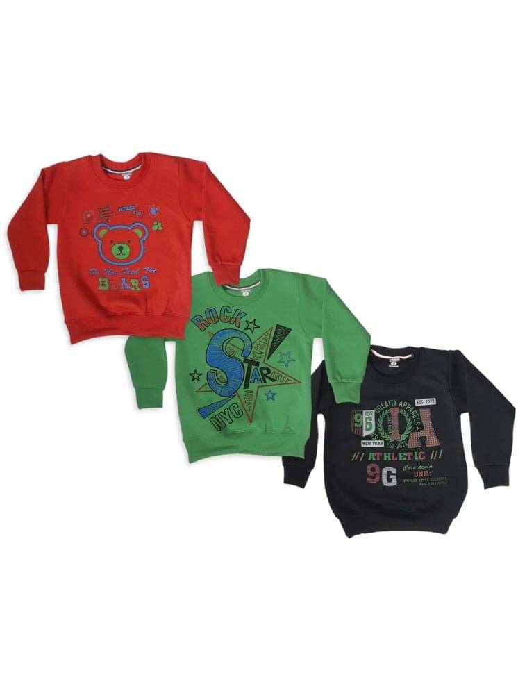     			Paryag Pack of 3 Boys Fleece Sweatshirt ( Multi Color )