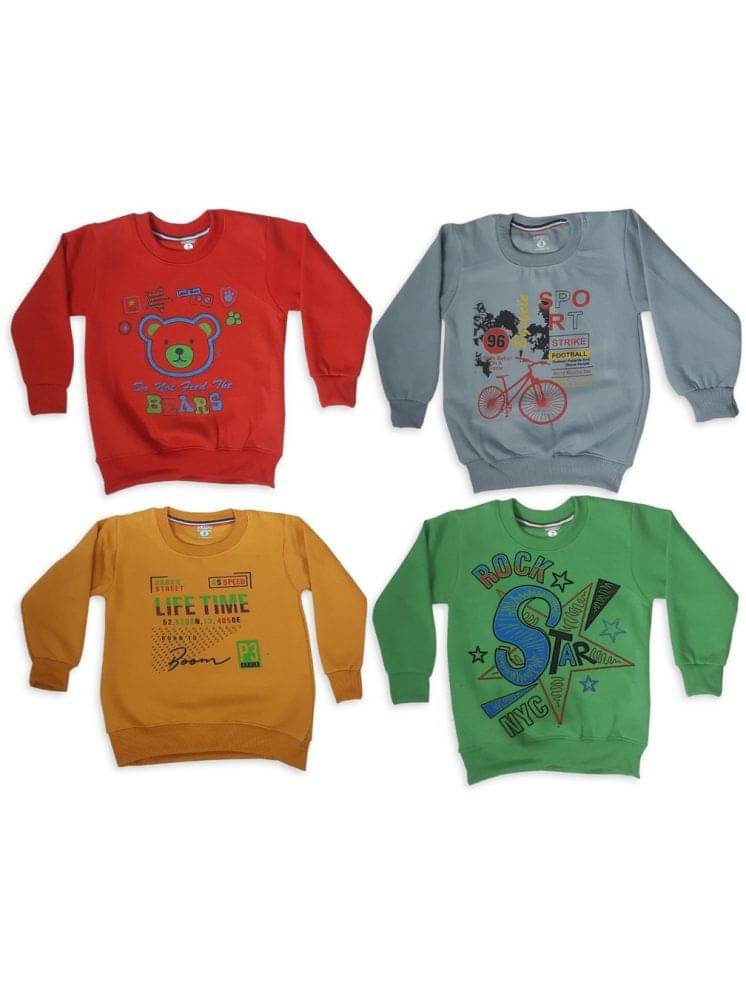     			Paryag Pack of 4 Boys Fleece Sweatshirt ( Multi Color )
