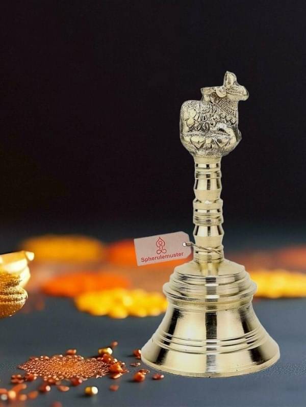 Spherulemuster Pooja Bell 14 cm Nandi Face Brass Made ( Pack of 1 ) Spherulemuster Pooja Bell 14 cm Nandi Face Brass Made ( Pack of 1 )