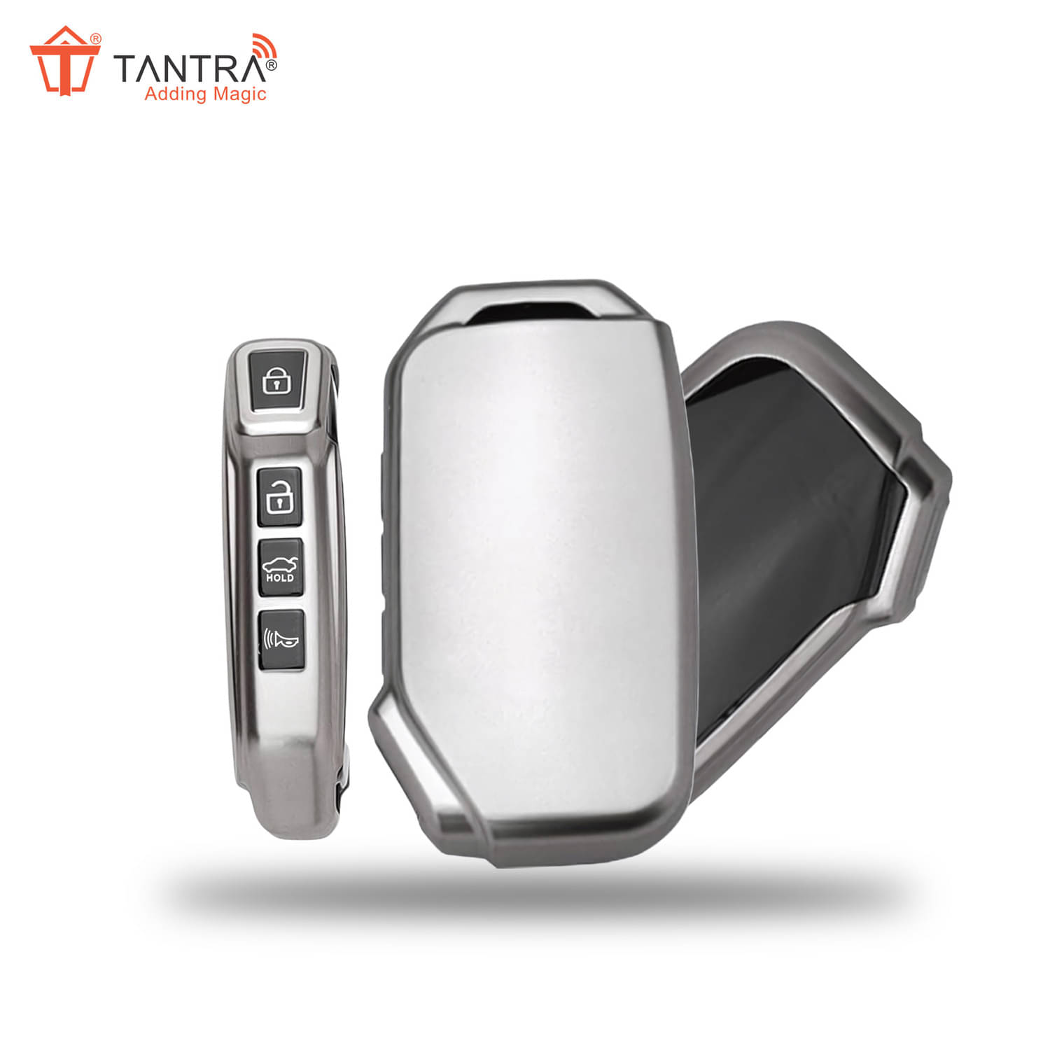     			TANTRA TPU Key Cover Compatible with Kia Seltos 2023 Facelift HTX | Carens X Line 4 Button Smart Key Grey