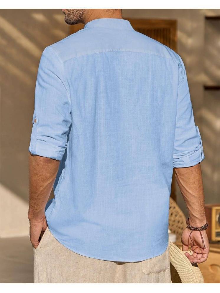     			TrendiVastra Light Blue Cotton Blend Men's Shirt Style Kurta ( Pack of 1 )