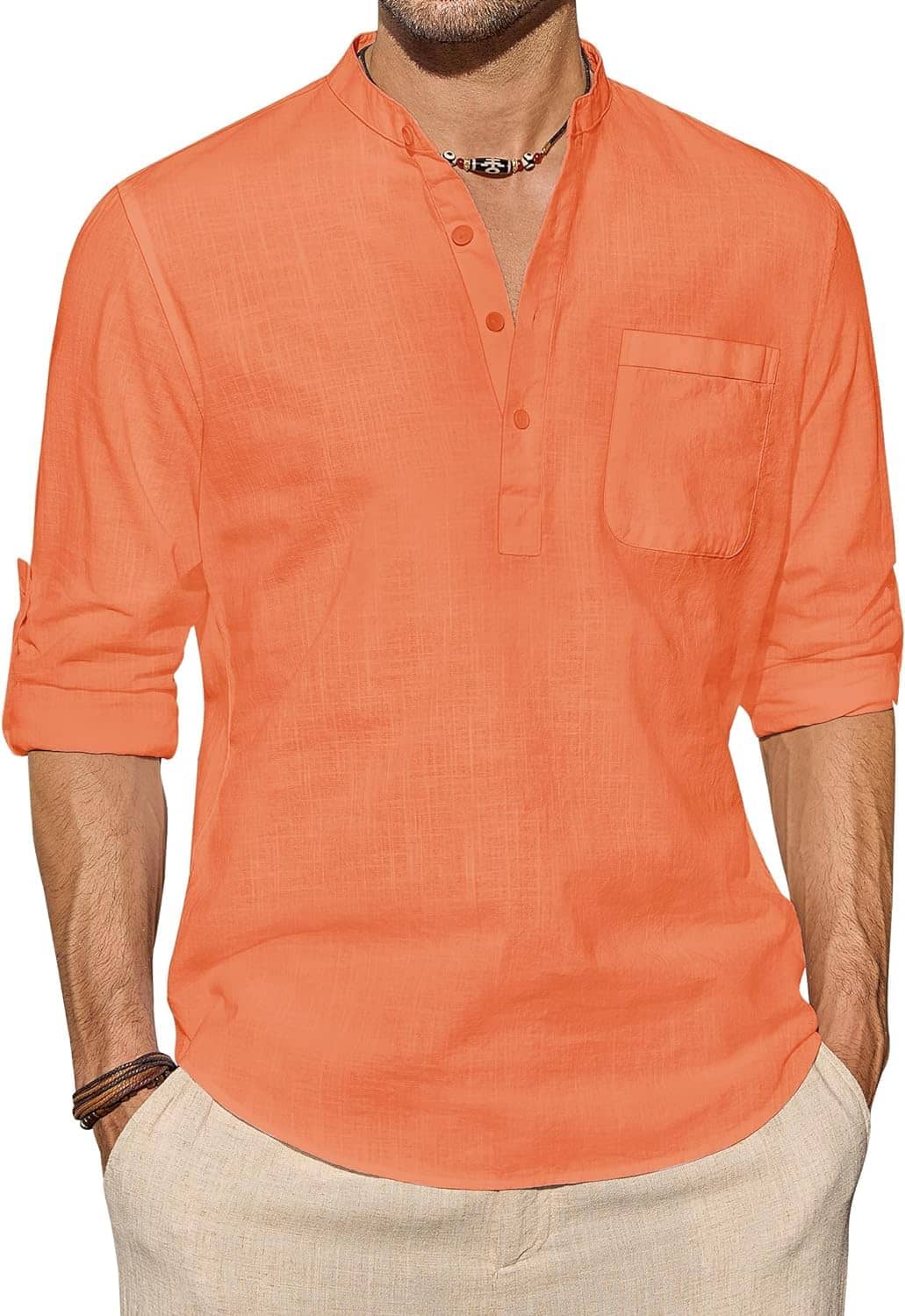 TrendiVastra Cream Cotton Blend Men's Shirt Style Kurta ( Pack of 1 ) - Kurtas & Kurta Sets | Buy online on ZillyBuy