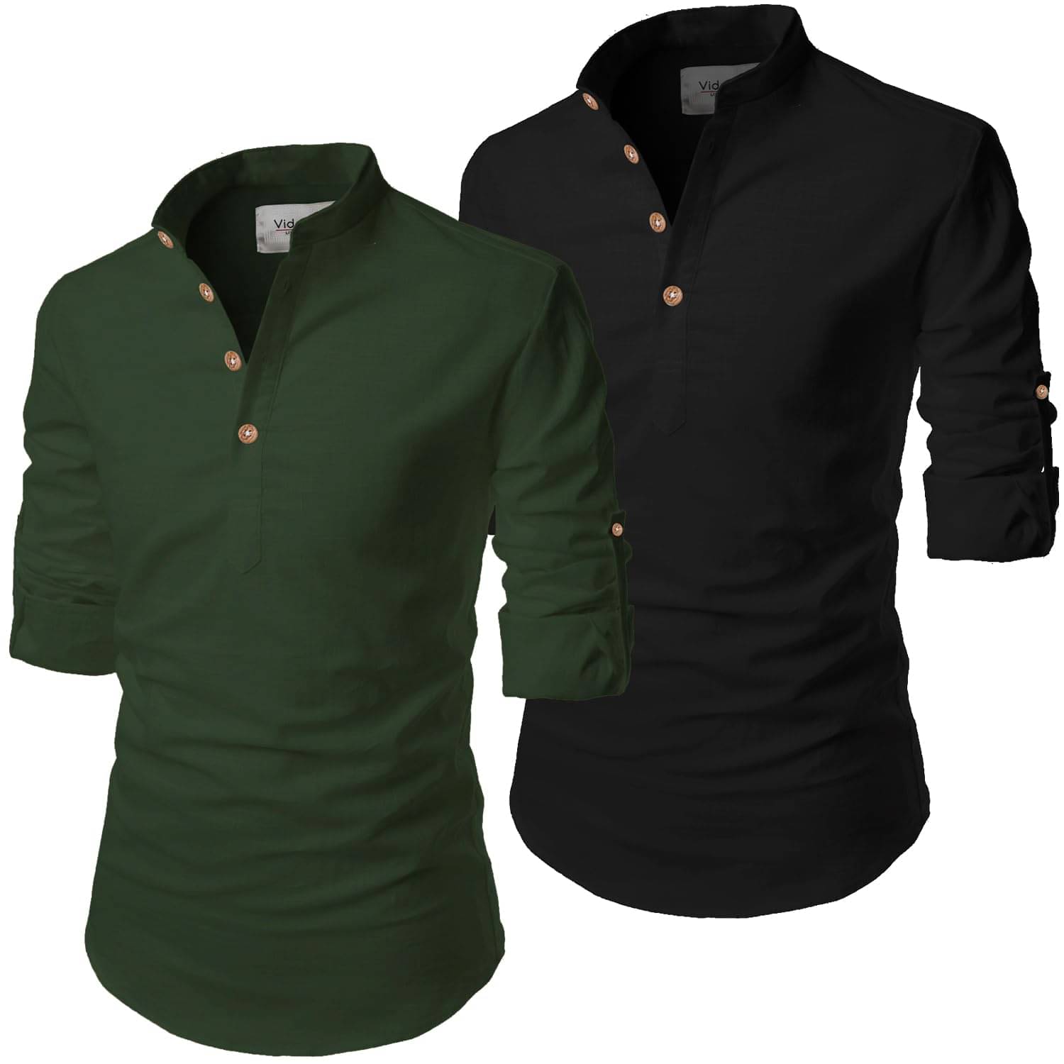 UNI VIBE Burgandy Cotton Blend Men's Shirt Style Kurta ( Pack of 2 ) UNI VIBE Burgandy Cotton Blend Men's Shirt Style Kurta ( Pack of 2 )